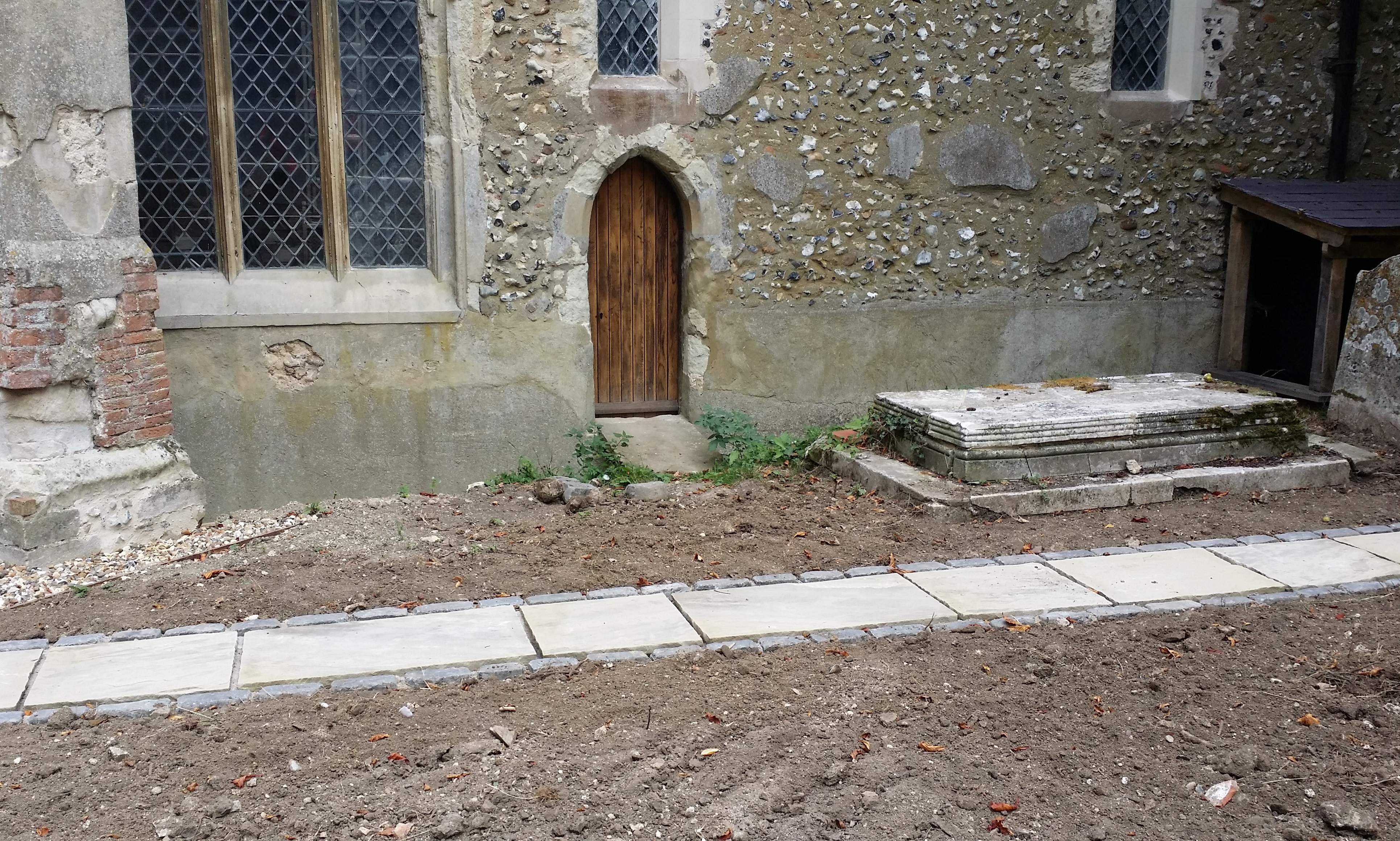 Single width path round the church